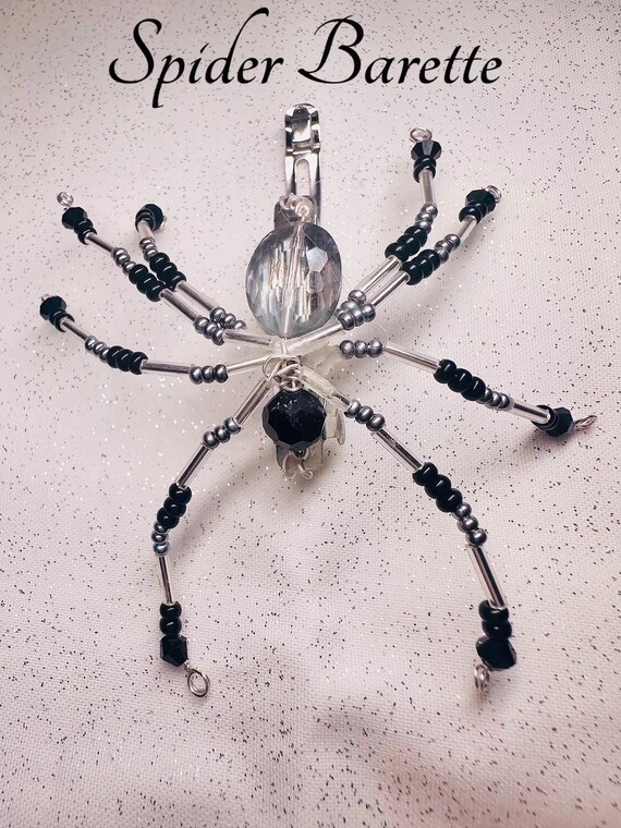 Spider Barette , hair accessories, Hair bling crystal wire art spider goth jewelry
