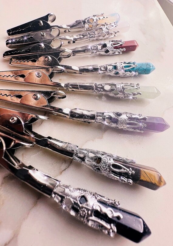 Genuine Reiki gemstone card clips,atm card clips,long nail helper, bracelet helper multi use clip , Bracelet bud helper clip our best seller