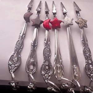 ATM-kaartclips lepel echte edelstenen Vintage handig multifunctioneel hulpmiddel Lange nagelhulp, uniek cadeau-idee/