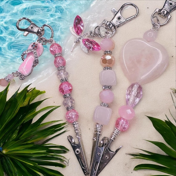 Mini crystal rose quartz card clip NEW scented  , bracelet helper ,long nail grabber , debit card puller ,  nail protector tool
