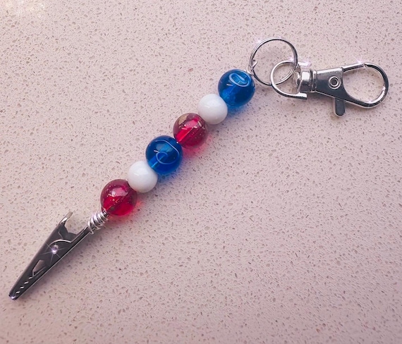 Patriotic ATM Card Clip Bracelet Helper , Beaded Tool for Long Nails. Great for Election Night Parties voting Day Conversations ,