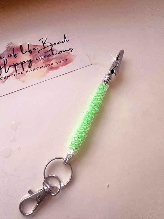 Atm card clip Lime green, Bracelet Buddy , long nail helper , debit card Grabber , Miyuki seed glass Beaded