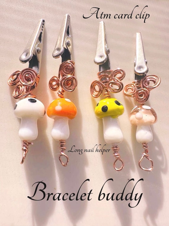 Atm card clip, long nail helper, Mushroom style, bracelet buddy Bracelet helper. nail protector tool