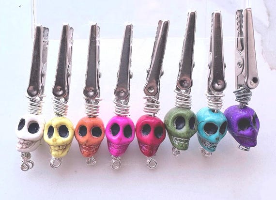 One-of-a-Kind Skeleton Mini ATM Card Clip - Long Nail Card Grabber and Bracelet Helper with Wagnerite Beads
