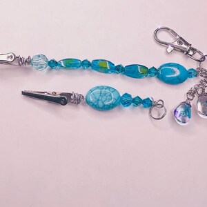 Pince pour carte bancaire, cristal turquoise, pierres véritables, lot de 2 longs porte-clés, outil de protection des ongles, cadeau