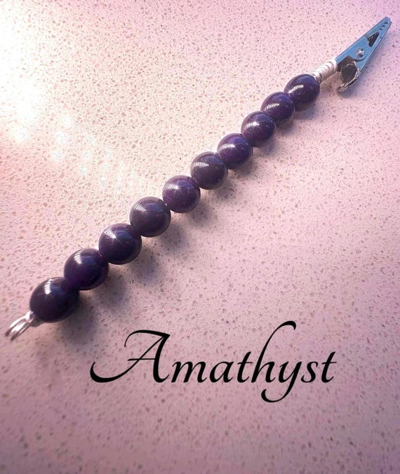 Genuine Amethyst ATM Card Clip, Crystal Wand Bracelet Helper, Long Nail Helper Bracelet Buddy, Keychain Clip, nail protector tool