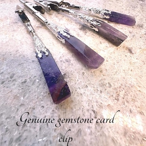 Echte amethist Reiki-edelsteenkaartclips, pinautomaatclips, lange nagelhelper, armbandhelper, multifunctionele clip armbandbuddy,
