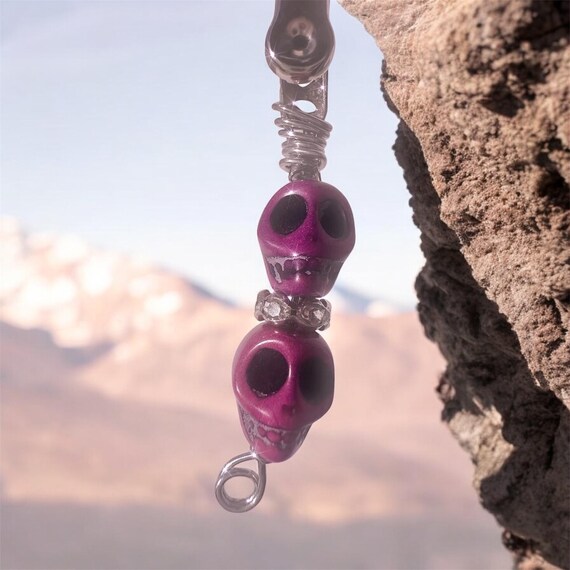 Wagnerite Bead ATM Skeleton Card Clip | Long Nail Helper | Credit/Debit Card Grabber | Multiuse Bracelet Helper Tool, purple