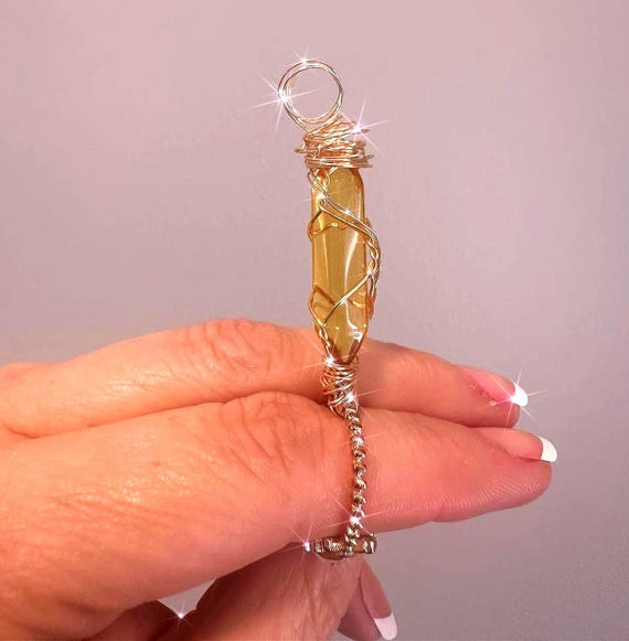 Crystal Point Cigarette Holder Citrine  :  gemstone Crystals Ring, Smokegifts, hexagon crystal ALL NEW scented option