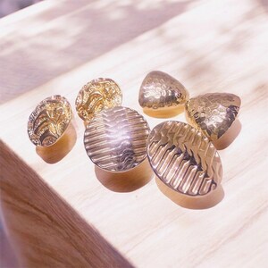 Vintage Gold earring bundle 3 pair textured 80s 90s statement a old stud set Hammered swirl wavy