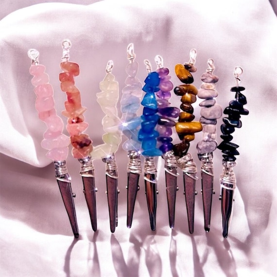 Genuine gemstone crystal card clips, atm card clips , chip stones, unique gift ,bracelet helper, multi use clip bracelet buddy small