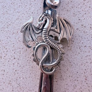 ATM-kaartclip draak, multifunctionele clip, lange spijkerhulp, pinpasgrijper - roestvrijstalen vintage lepelhandvat,