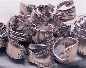 Mystery Vintage spoon rings Stainless Steel Rings – No Plain Designs bundles available , Handcrafted & Stylish Choose Your Size double wrap.