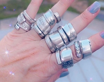 Mystery spoon ring silver Plated  Double Wrap Style, Handcrafted from Vintage Silverware, personalized  by Size. Back in stock