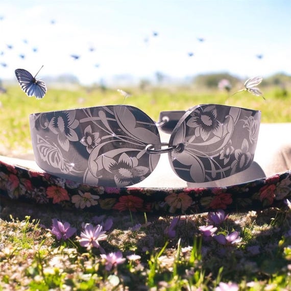 Vintage Spoon Bracelet – Jet Black Floral Butterfly – Adjustable Tudor Plate Silverware Jewelry – 1950 Evening Blossom Pattern