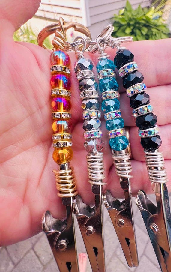 ATM Card Clip, Pearl , Long Nail Card Clip, charmed Keychain, Card Grabber all in one, bracelet helper,