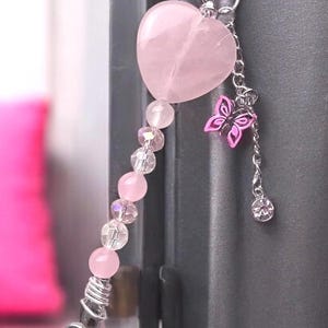 Clip para tarjeta ATM con forma de corazón de cuarzo rosa, clip para tarjeta de uñas largo, extractor de tarjetas de crédito, herramienta protectora de uñas, agarradores de tarjetas de crédito, dije de mariposa