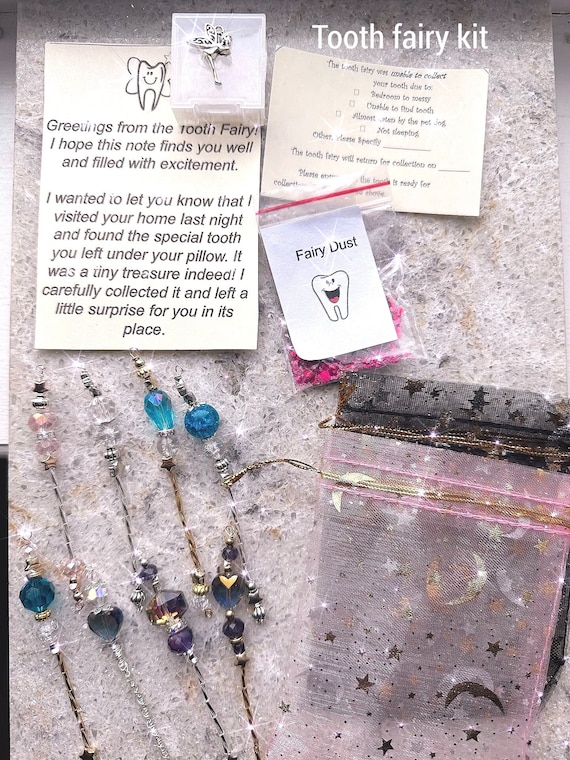 Tooth Fairy Visit Kit! with Crystal mini fairy magical wand, kids gift, make pretend
