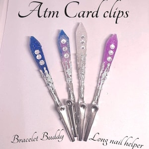 Frosted Gem Grabbers ATM-kaartclips voor lange nagels, armband Buddy Helper-tool in bosbessenijs, pruimsuiker, suikerspin en kristalhelder