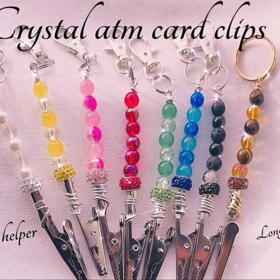 Genuine gemstone crystal card clips, atm card clips , chip stones, unique gift ,bracelet helper, multi use clip bracelet buddy