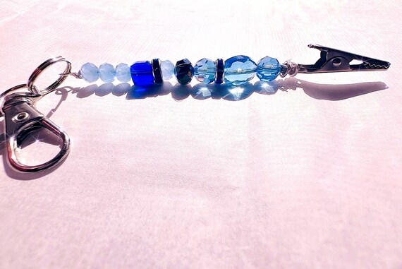 atm card clip crystal rhinestone keychain blue long nail helper bracelet buddy , bracelet helper