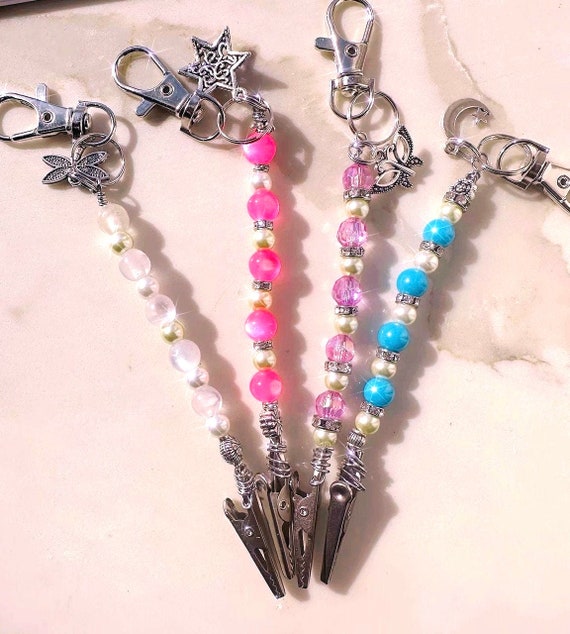 ATM Card Clip, Pearl , Long Nail Card Clip, charmed Keychain, Card Grabber all in one, bracelet helper,