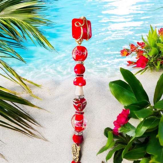 10” Garden fairy wands , plant sticks, garden wands, garden art, plant fairy wands Red mushroom