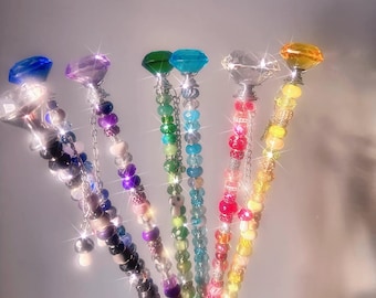 14-Inch Garden Fairy Crystal Wand – Plant Decor & Home Charm with 3 Interchangeable Charms. Plant wands and flower wands Diamond tops
