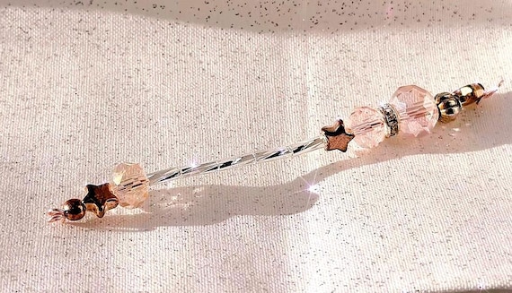 Mini  Fairy Wand Rose Gold and Crystal Accent Sparkling Decor,   pretend play