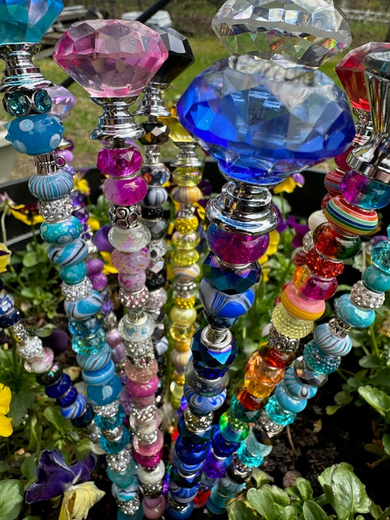 8’’Garden wand stake, fairy garden wand ,décor, Jewled Stakes, Flower wands, Interchangeable charms, House warming, the Gardner gift