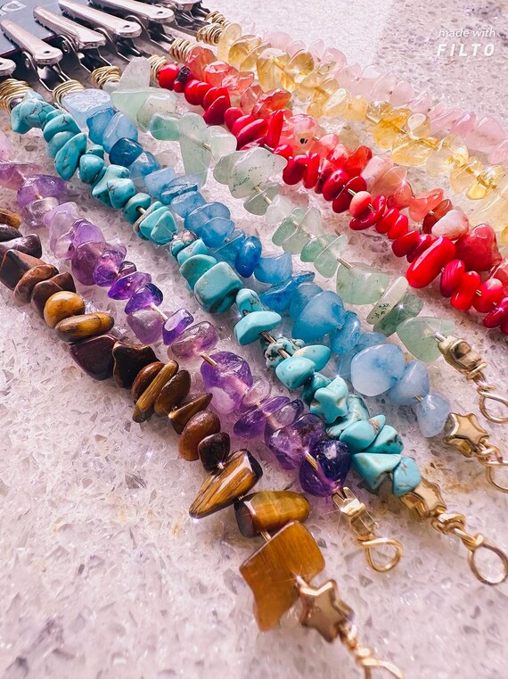 Crystal ATM Card Clip |genuine Reiki Natural Chip Stones | Healing Stone Long Nail Grabber | Debit Card Helper| bracelet buddy|