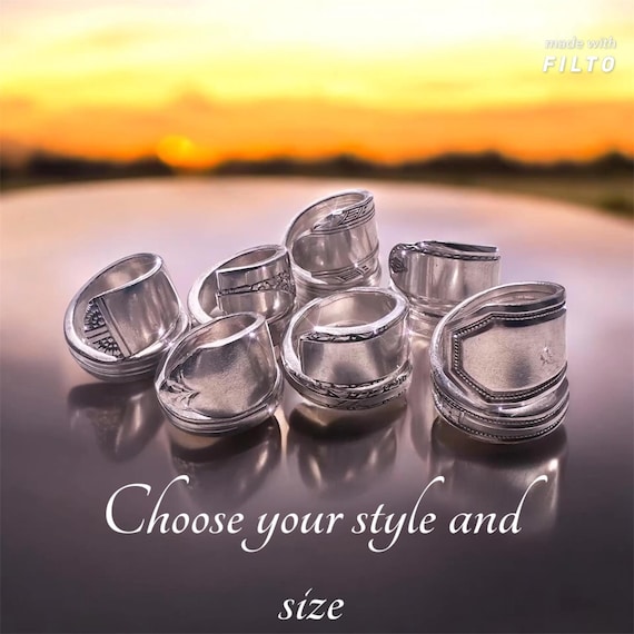 Vintage Spoon Ring –Choose Your Pattern and Size Handmade Adjustable Silverware Jewelry, Free cleaning cloth