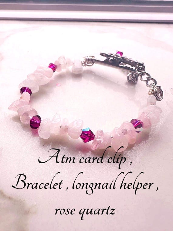 Crystal chip stone bracelet and atm card clip in one , long nail helper , easy on and off bracelet. Bendable