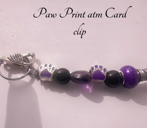 Paw print atm card clip , pet lover, cat , dog long nail helper bracelet buddy , bracelet helper ,