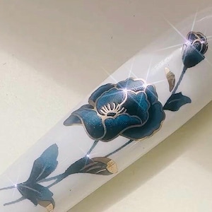 Clip para tarjeta de cajero automático con diseño floral vintage, mango de cuchara de cerámica con diseño de rosas pintadas, elegante ayudante para uñas largas