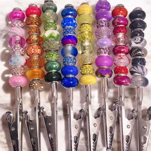 ATM Card clip credit card Grabber with European Beads Beaded Card Puller for Long Nails Purse Clip Bracelet Helper Tool 4.5 inch