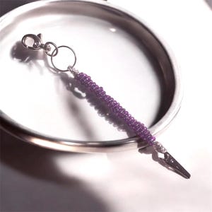 Atm Kartenclip, Armband Buddy, langer Nagel, Debitkartengreifer, Amethyst lila japanische Rocailles Perlen