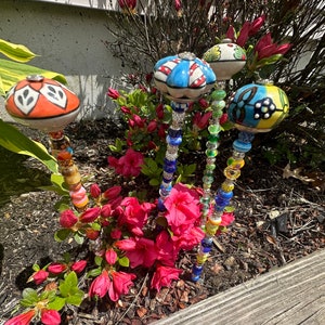Garden fairy wands , garden decoration  Hand-Painted Opal Garden Fairy Wand – Magical Plant Stake or Garden Decor 14 inch