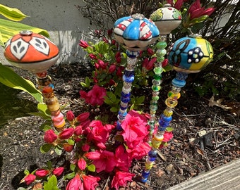 Garden fairy wands , garden decoration  Hand-Painted Opal Garden Fairy Wand – Magical Plant Stake or Garden Decor 14 inch