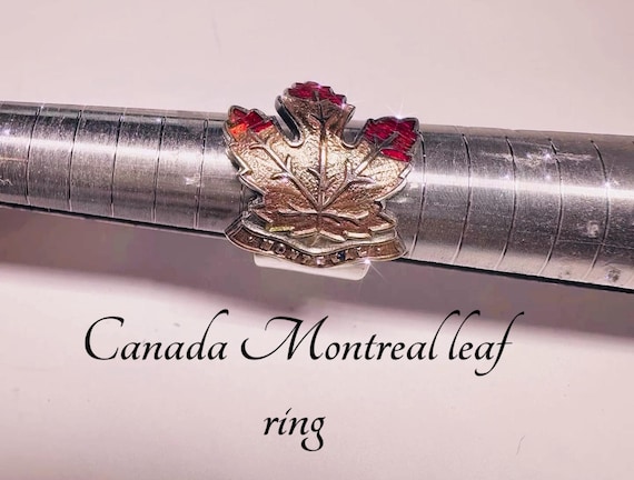 Silver sooon ring Canada Montreal leaf  vintage  ring , handmade statement ring , gift for her , Boho style choose your size