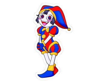 Sticker Happy Pomni: duurzaam vinyl, glanzende afwerking