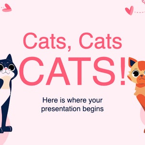 Whimsical Cat-Themed PowerPoint Presentation Template - Fun & Colorful Slide Designs for Pet Lovers, Educational Talks, and Vets