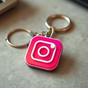 Custom NFC Keychain - Instagram Logo Shape - Contactless Technology - Perfect for Businesses & Gifts - High-Quality 3D Printing