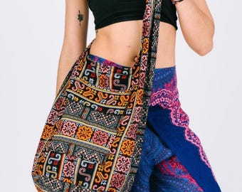 Tribe Boho Crossbody Bag: Cotton Hobo Hippie Satchel