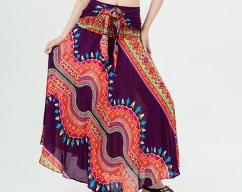 Convertible Boho Maxi Skirt Dress: High Waist Rayon Beach Festival Wear