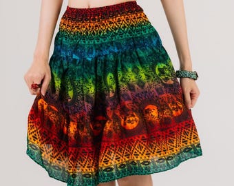 Minijupe Boho Festival : jupe circulaire fluide taille haute