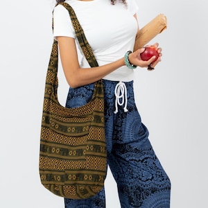 Handgemachte Boho Umhängetasche - Hippie Festival Schultertasche, umweltfreundliche Baumwoll Messenger Sling Bag für Damen & Herren, Reisetasche