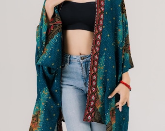 Boho Kimono Robe: Colorful Lightweight Beach Cover-Up