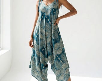 Teal Paisley Rayon Tent Dress Breathable Fit for Daily Wear