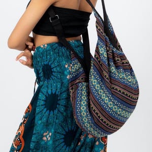 Boho Festival Sling Bag - Naga Cotton Große Crossbody - Backpacker Geschenk für Frauen & Männer - Große Schultertasche mit Hippie Boho